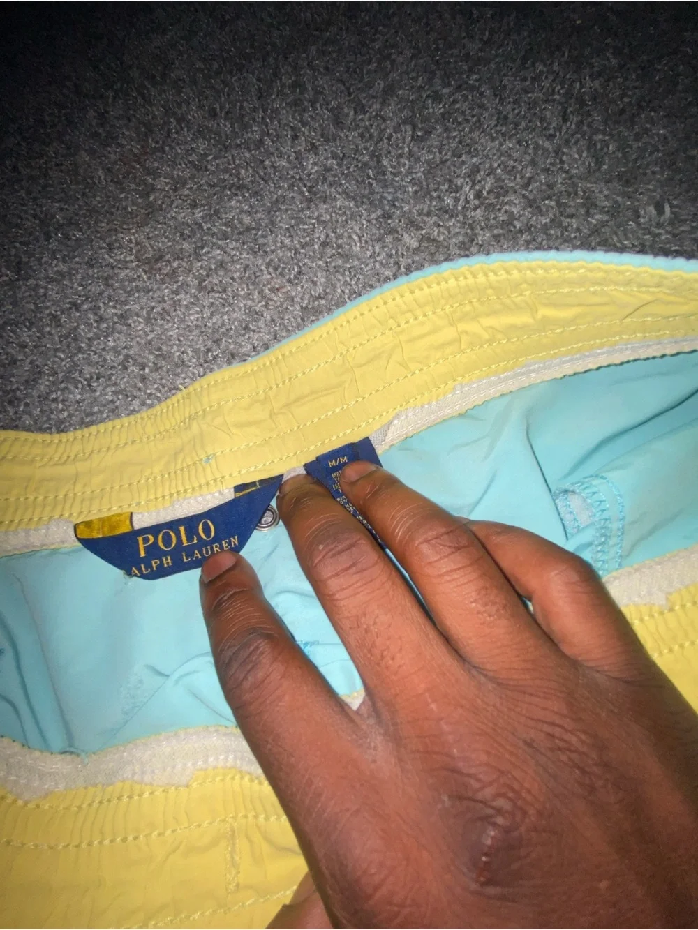 Polo Ralph Lauren Traveler Swim Trunks Blue Yellow Pony Men’s Medium Shorts